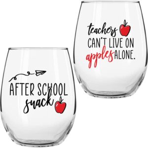 teacher wine glass set 17 oz - teacher gifts for women | great teacher appreciation gift | birthday or appreciation gift for the best principal | funny teacher gifts glasses tumbler cup