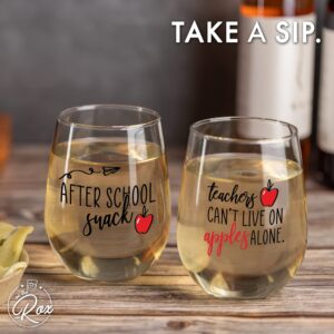 Teacher Wine Glass Set 17 oz - Teacher Gifts for Women | Great Teacher Appreciation Gift | Birthday or Appreciation Gift for the Best Principal | Funny Teacher Gifts Glasses Tumbler Cup