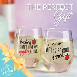 Teacher Wine Glass Set 17 oz - Teacher Gifts for Women | Great Teacher Appreciation Gift | Birthday or Appreciation Gift for the Best Principal | Funny Teacher Gifts Glasses Tumbler Cup