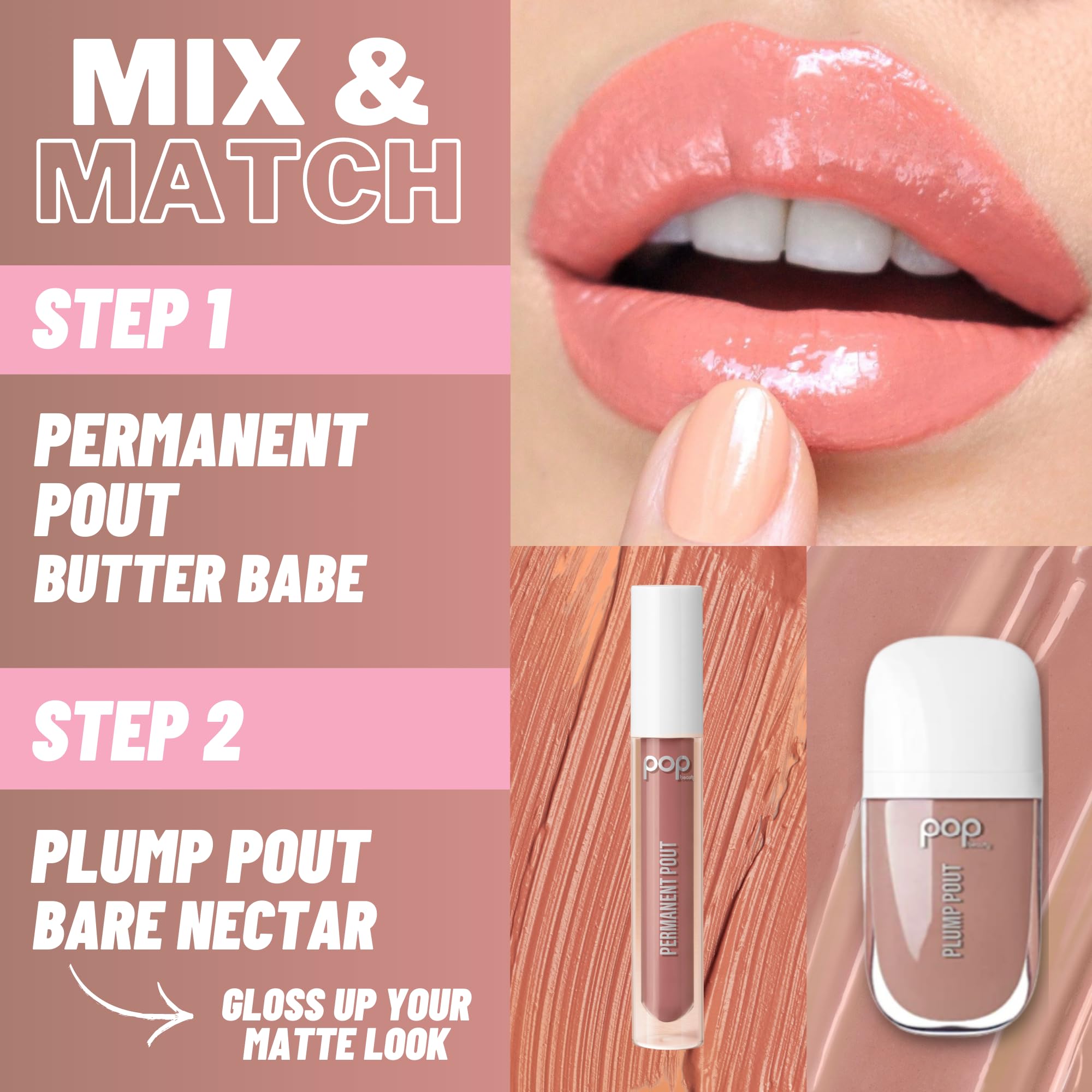 POP Beauty Plump Pout Bare Nectar | Plumping Lip Oil, Hydrating Lip Gloss, Long Lasting Nourishing Lip Glow Oil Non-sticky