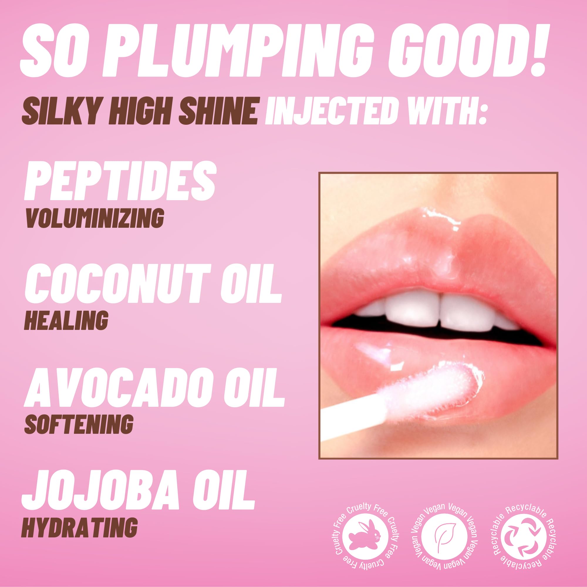 POP Beauty Plump Pout Bare Nectar | Plumping Lip Oil, Hydrating Lip Gloss, Long Lasting Nourishing Lip Glow Oil Non-sticky