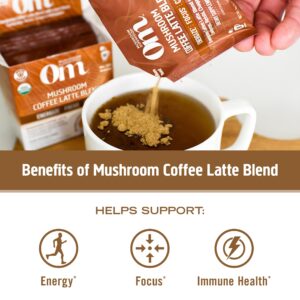 Om Mushroom Superfood Coffee Latte Blend Mushroom Powder, 8.47 Ounce Canister, 30 Servings, Lion's Mane, Cordyceps, Reishi, Chaga, Energy & Mental Clarity Support Supplement