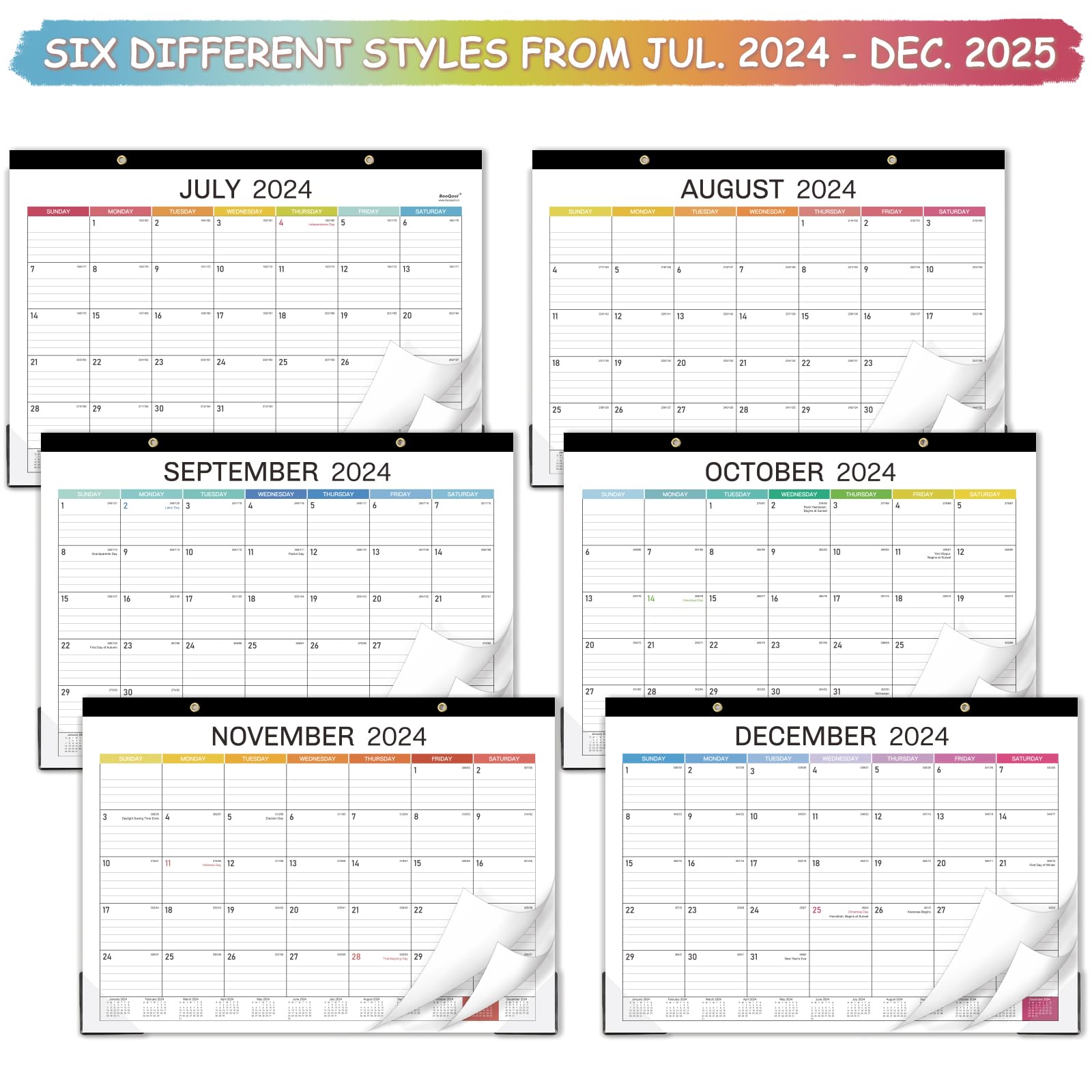 2024-2025 Desk Calendar - Large Desk Calendar 2024-2025, JULY 2024 - JUNE 2025, 17" x 12", Large Ruled Blocks, Tear Off, Corner Protectors, Desk/Wall Calendar for Planning and Organizing