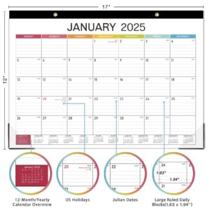 2024-2025 Desk Calendar - Large Desk Calendar 2024-2025, JULY 2024 - JUNE 2025, 17" x 12", Large Ruled Blocks, Tear Off, Corner Protectors, Desk/Wall Calendar for Planning and Organizing