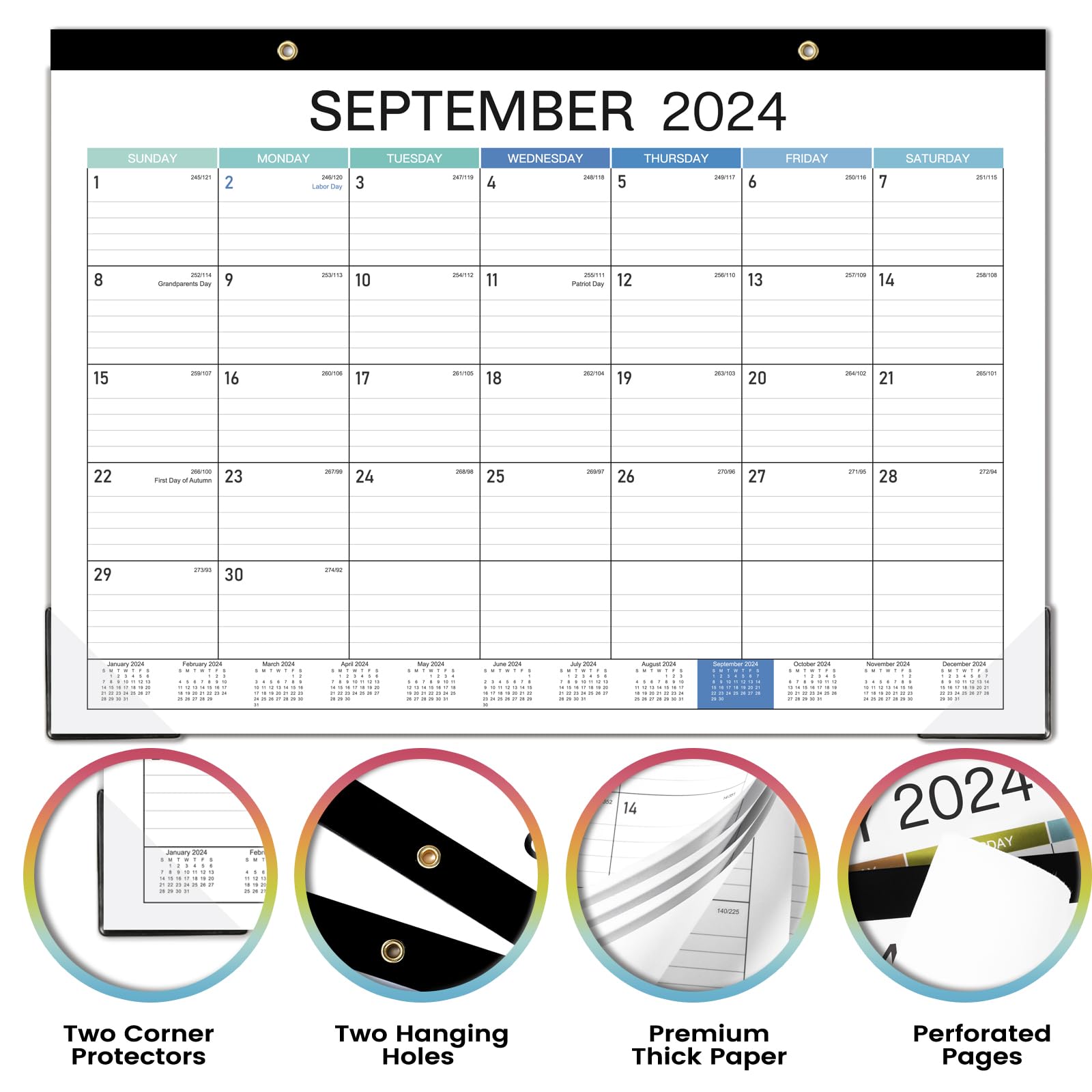 2024-2025 Desk Calendar - Large Desk Calendar 2024-2025, JULY 2024 - JUNE 2025, 17" x 12", Large Ruled Blocks, Tear Off, Corner Protectors, Desk/Wall Calendar for Planning and Organizing