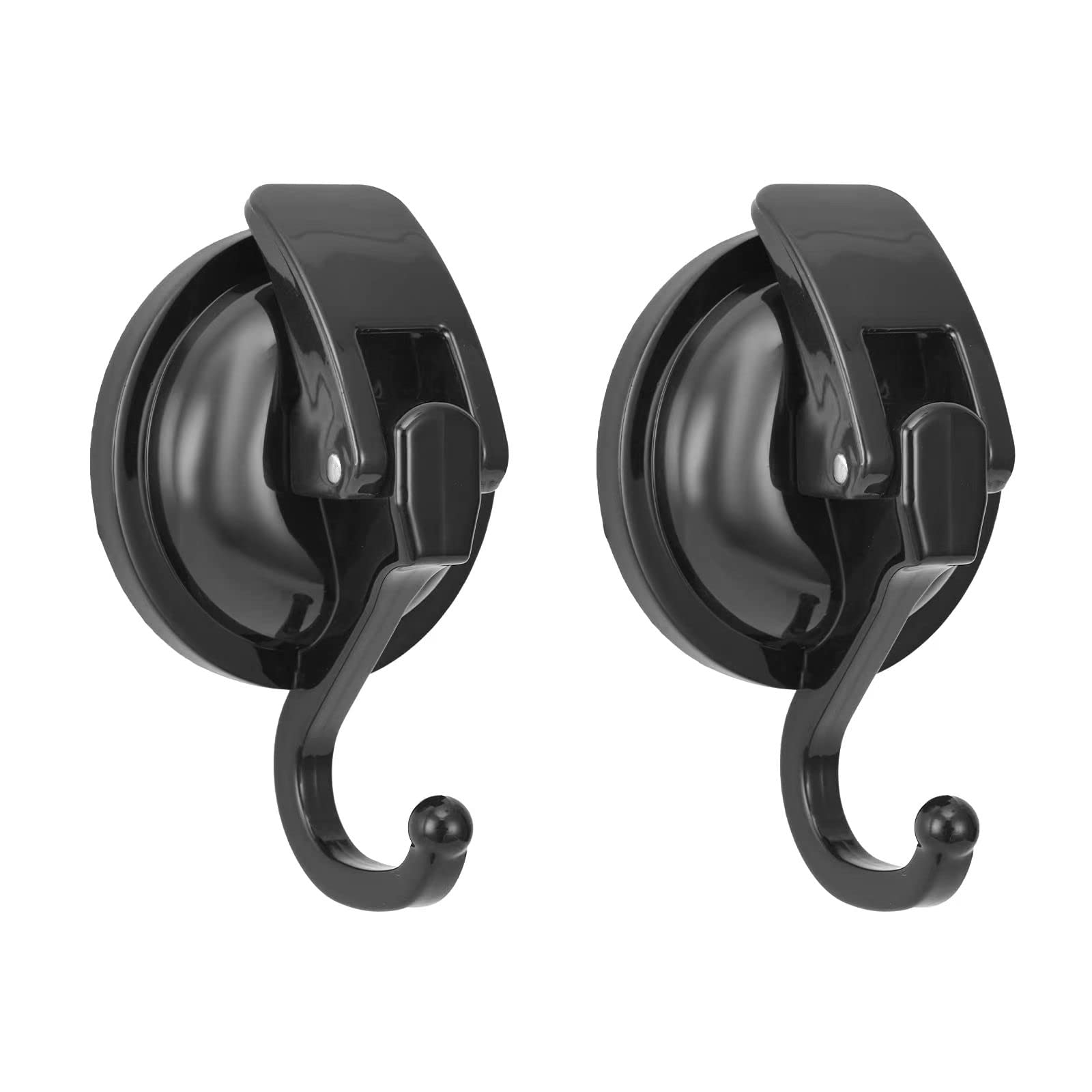 Khdrvok Heavy Duty Vacuum Wreath Cup Hook, Easy to Install and Remove, No Hole Punched,Black- Plated Plished Super Suction for Kitchen，Bathroom and Restroom,2Pack