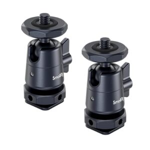 smallrig mini ball head (2 pack) with 1/4" screw and removable shoe mount, 360 degree rotatable aluminum tripod head for camera tripods monopods camcorder light microphone, max. load 1.5 kg - 2948b