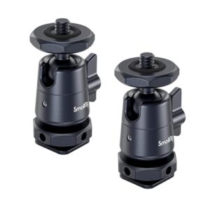 SmallRig Mini Ball Head (2 Pack) with 1/4" Screw and Removable Shoe Mount, 360 Degree Rotatable Aluminum Tripod Head for Camera Tripods Monopods Camcorder Light Microphone, Max. Load 1.5 kg - 2948B