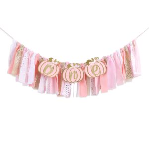 pumpkin highchair banner for 1st birthday - our little pumpkin banner, pumpkin birthday party decorations, pink gold first birthday banner, baby shower decorations for baby girl