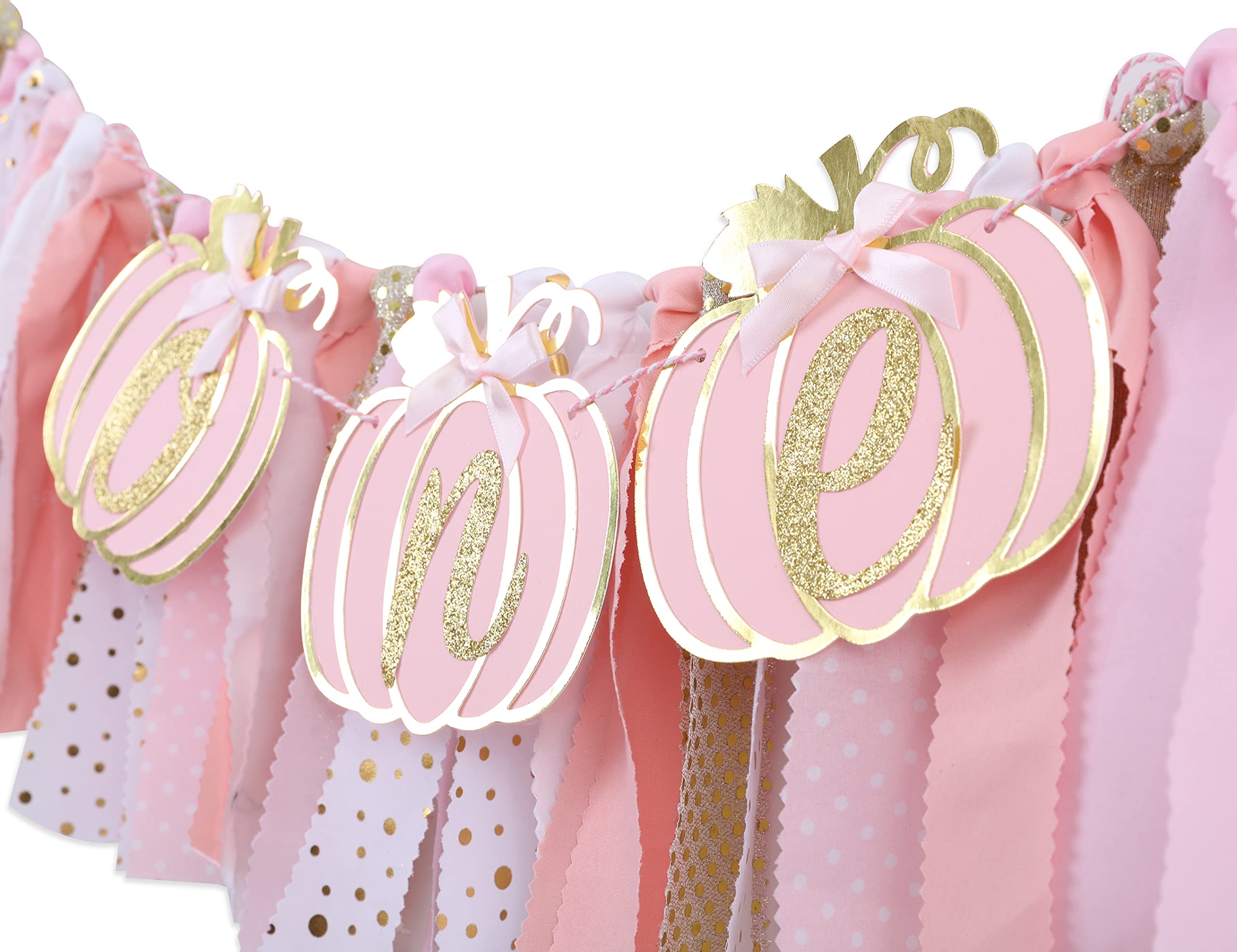 Pumpkin Highchair Banner for 1st Birthday - Our Little Pumpkin Banner, Pumpkin Birthday Party Decorations, Pink Gold First Birthday Banner, Baby Shower Decorations for Baby Girl