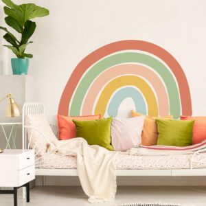 boho rainbow wall sticker 30 x 21 inch large size earthy colors rainbow wall decal for girls bedroom boys kids living room nursey playroom