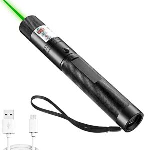 yehuot long range tactical green laser beam flashligh with usb charging,adjustable focus light pointer for night astronomy outdoor camping and hiking