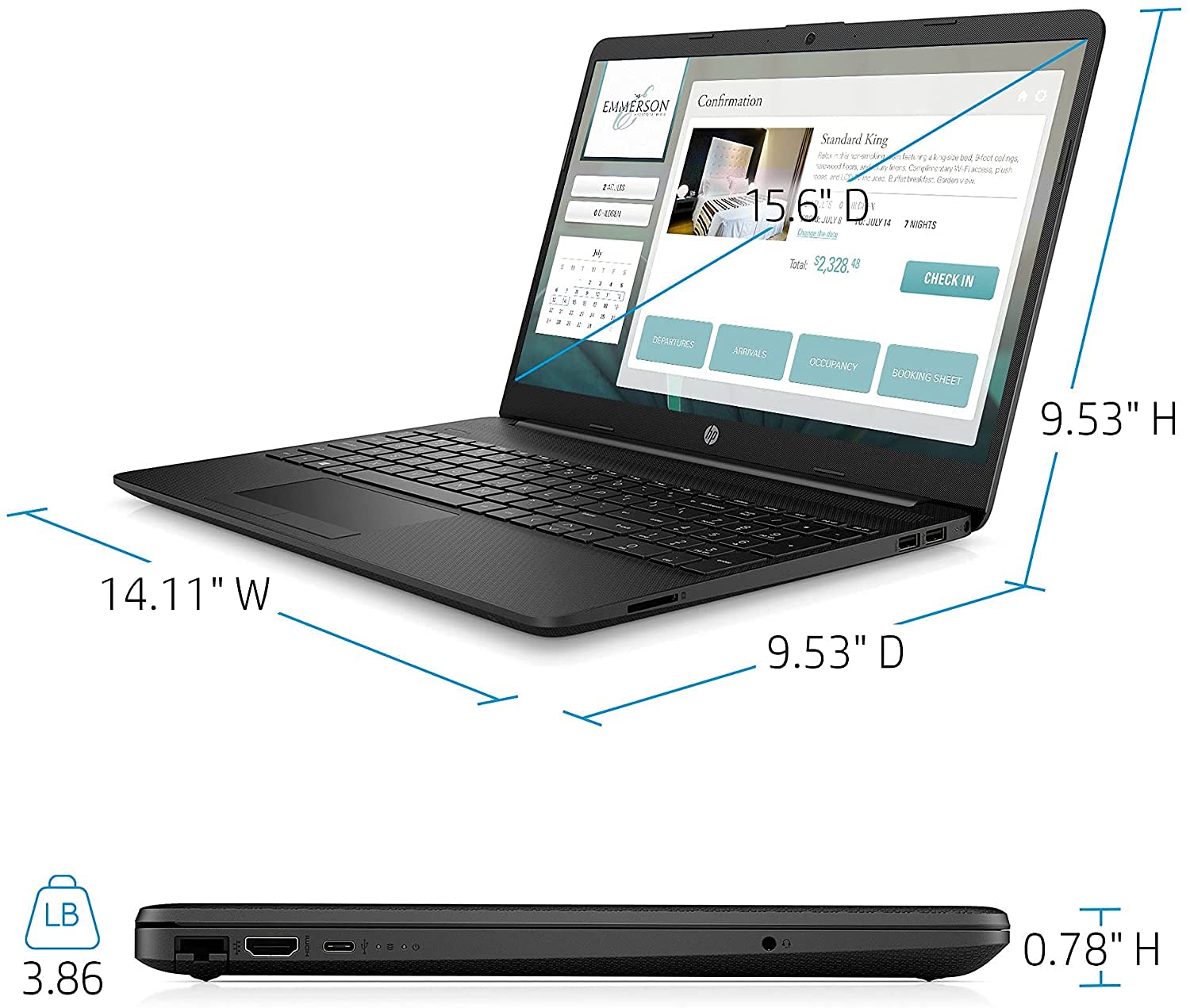 2022 Newest HP 15.6" FHD IPS Laptop Computer, Intel Celeron N4020(up to 2.8 GHz), 8GB RAM, 128GB SSD, Office 365, HDMI, Bluetooth, Webcam, USB-C, Windows 10S, Black, Online Class Ready, JVQ Mousepad