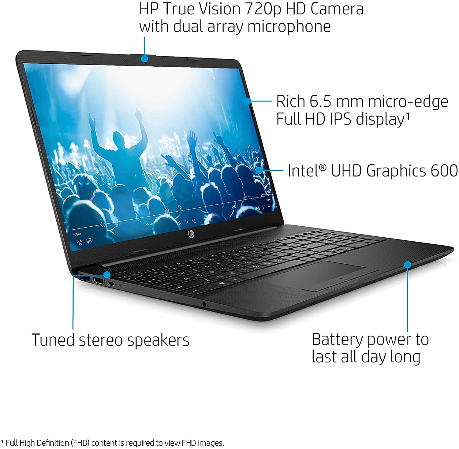 2022 Newest HP 15.6" FHD IPS Laptop Computer, Intel Celeron N4020(up to 2.8 GHz), 8GB RAM, 128GB SSD, Office 365, HDMI, Bluetooth, Webcam, USB-C, Windows 10S, Black, Online Class Ready, JVQ Mousepad