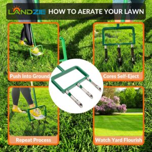 Landzie Hollow Tine Fork Lawn Aerator - 42 Inch Manual Stainless Steel Gardening Hand Tool - Grass Dethatcher Aerator Lawn Tool with Coring Tines for Compacted Soil - Lawn Plugger Aerator…