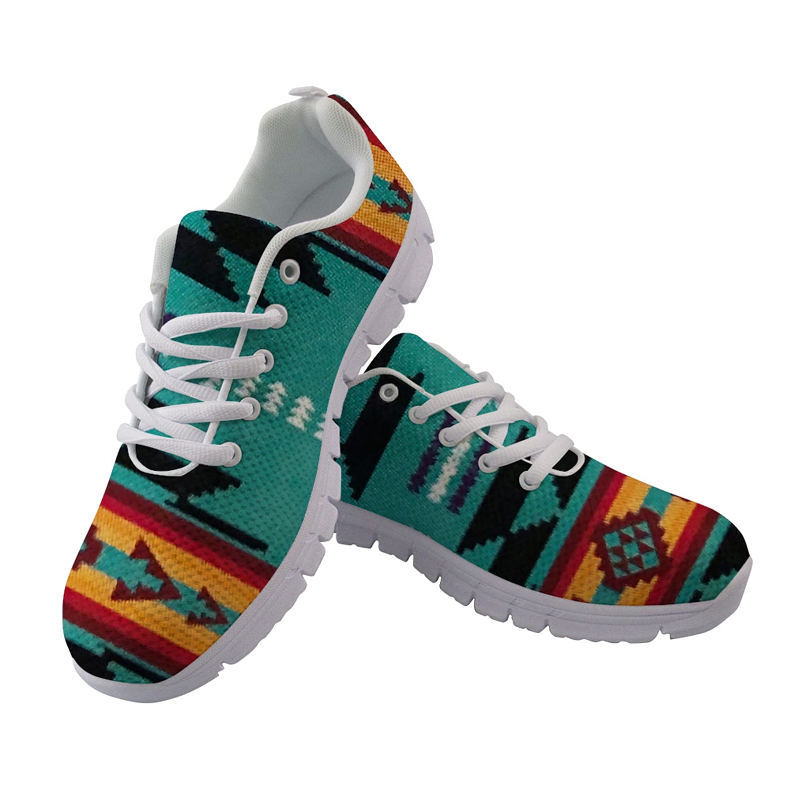 Wanyint Trendy Southwest Design Navajo Print Women's Sneakers Native American Aztec Print Teen Girls Tennis Shoes Running Jogging Shoes Lace-up Mesh Shoes