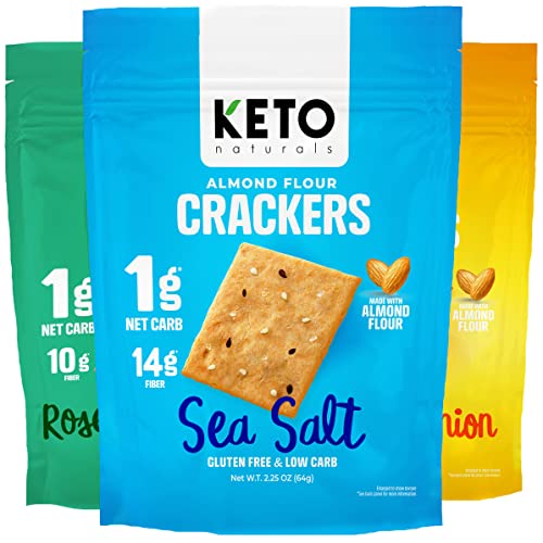 Keto Almond Flour Crackers Variety Pack - Gluten Free, Low Carb, No Sugar