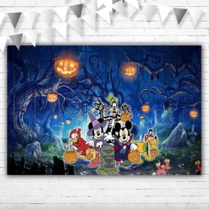mickey mouse halloween birthday backdrop 5x3 pumpkin graveyard halloween theme background for kids trick or treat mickey mouse and friends halloween party supplies