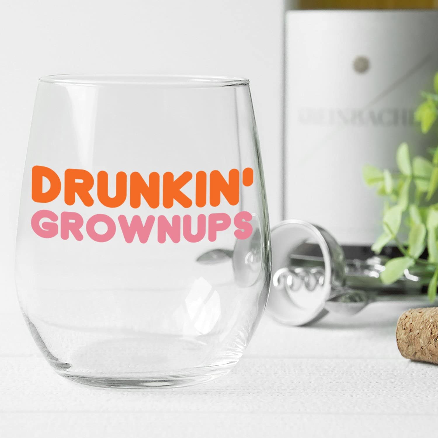 Toasted Tales - Drunkin' Grownups Wine Glass | Stemless Bachelorette Drinking Glasses | Gift for Her | Weekend Gifts for Women | Wine Glasses for Camping | Large Wine Glasses Gift for Women (15 oz)