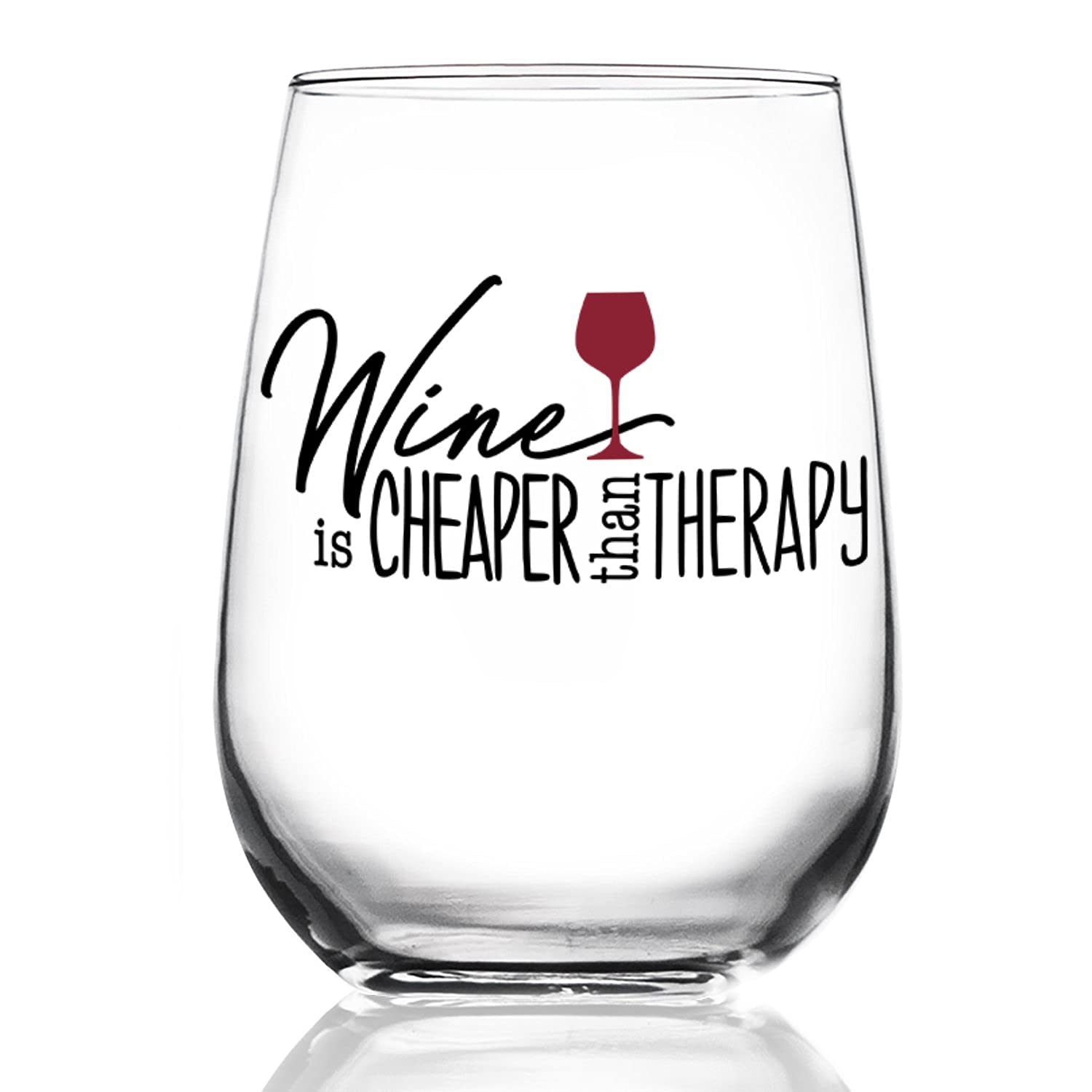 Toasted Tales Wine Is Cheaper Than Therapy Drinking Glasses | 15 oz Stemless Bachelorette Wine Glasses | Cute Wine Glass Tumbler | Glassware For Novelty Gifts | Girls Weekend Gifts For Women