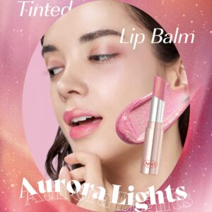 AMTS Tinted Moisture Color Lip Balm - Aurora Lights | Hydrating Glitter Lipstick | Pearl Shimmering Daily Lip Makeup for dry, cracked, chapped lips | korean beauty Moisture Lip Tint