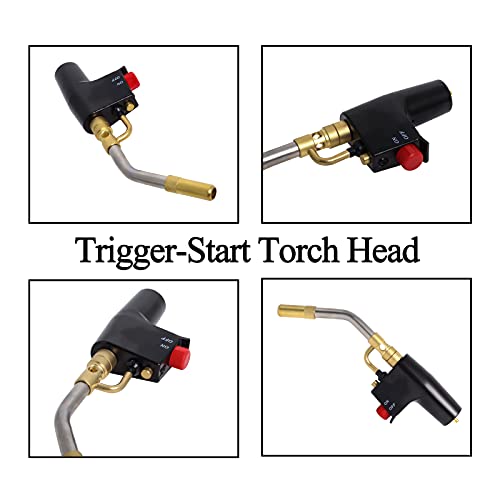 Trigger-Start Torch Head TS4000, High Intensity Flame Torch, MAPP/Propane Gas Torch Kit with Instant on/off Trigger for Light Welding, Soldering, Brazing, Heating, Thawing and More