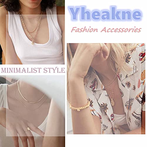 Yheakne Vertical Bar Circle Necklace Silver Circle Pendant Necklace Boho Long Necklaces Chain Minimalist Geometric Ring Necklace Jewelry for Women and Girls