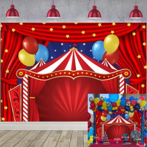 cenven red circus carnival backdrop curtain stars birthday party photography background newborn baby shower birthday cake table decorations 7x5ft, 7x5ft(width 210cm x height 150cm)