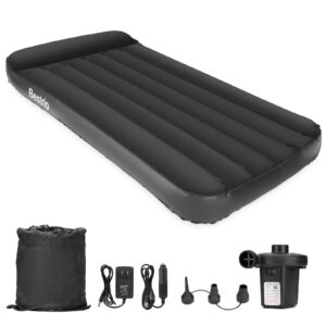 bestrip air mattress twin size inflatable bed with electric air pump single camping blow up mattress, camping accessories