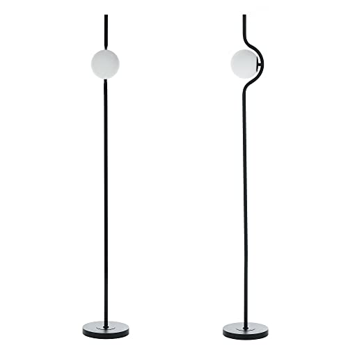 MELIFO Floor Lamp,Standing Lamp with Frosted Glass Globe,Morden Glod Tall Lamp with Foot Pedal.Mid Century Floor Lamps for Living Room,Bedroom,Office,Reading (Black)