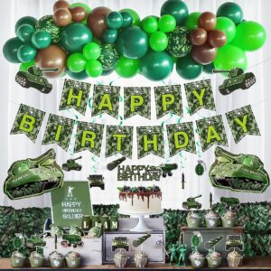 homond army party decorations, army birthday party supplies kit, army decorations for party, army banner cake topper swirls, camouflage balloon garland arch kit green brown