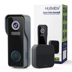 mubview wireless doorbell camera with chime 2k hd, wifi video doorbell camera with voice changer, motion detector, anti-theft device, night vision, 2-way audio, sd/cloud storage, no subscription