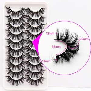 Veleasha Lashes Fluffy Wispy Faux Mink Eyelashes Criss-cross False Lashes 10 Pairs Pack Fake Eyelashes for Women (6D23)