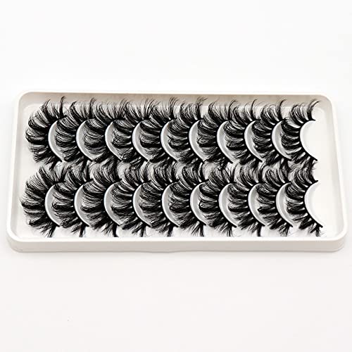 Veleasha Lashes Fluffy Wispy Faux Mink Eyelashes Criss-cross False Lashes 10 Pairs Pack Fake Eyelashes for Women (6D23)