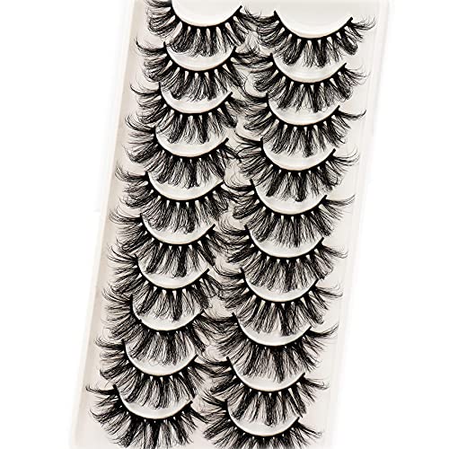 Veleasha Lashes Fluffy Wispy Faux Mink Eyelashes Criss-cross False Lashes 10 Pairs Pack Fake Eyelashes for Women (6D23)