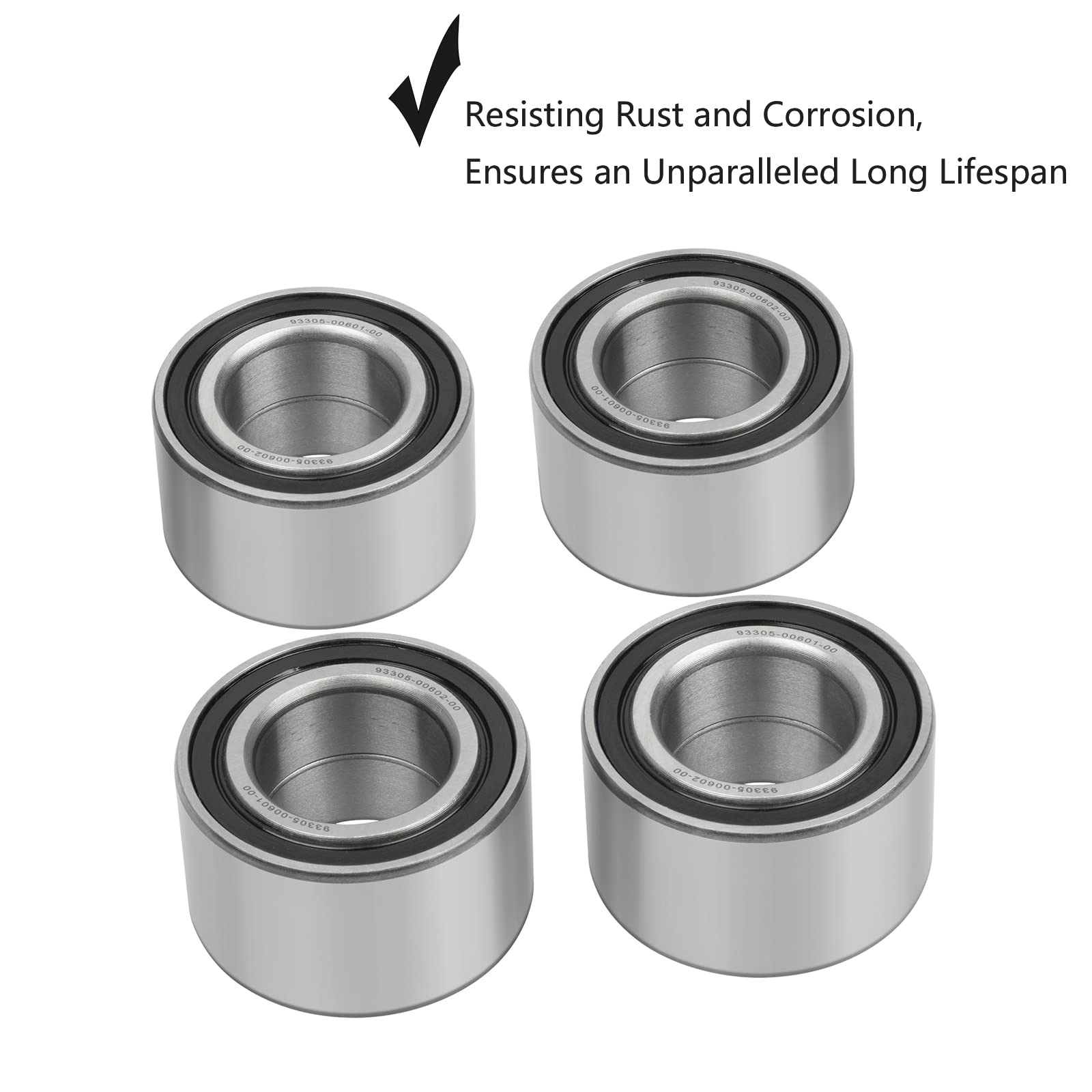 Front & Rear Wheel Bearings Replacement for Yamaha Grizzly 4x4 700 660 550 450 400 YFM700 YFM660 YFM550 YFM450 YFM400, Replace Part Number 93305-00602-00，93305-00601-00