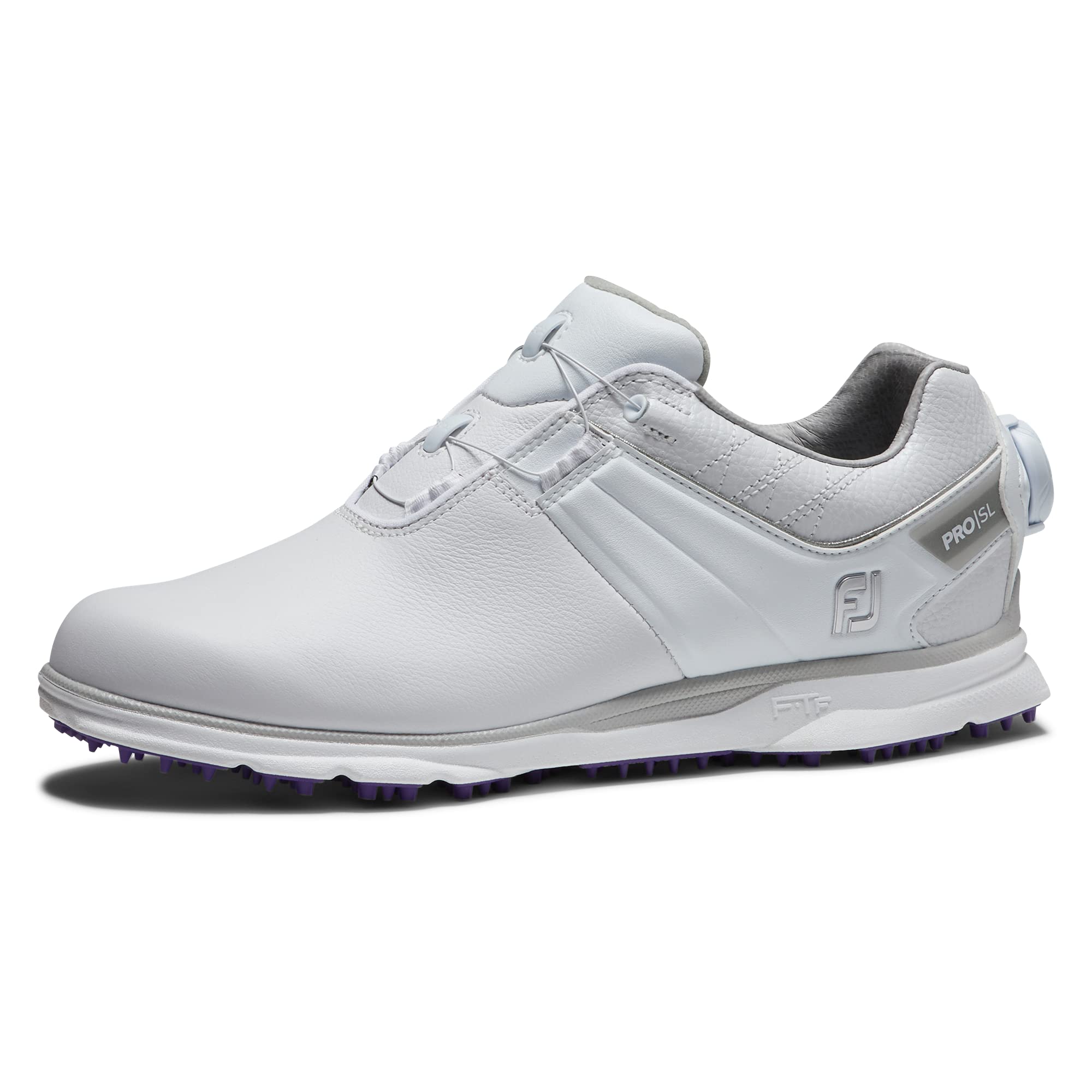 FootJoy Women's Pro|SL Boa Golf Shoe, White/White/Purple, 7