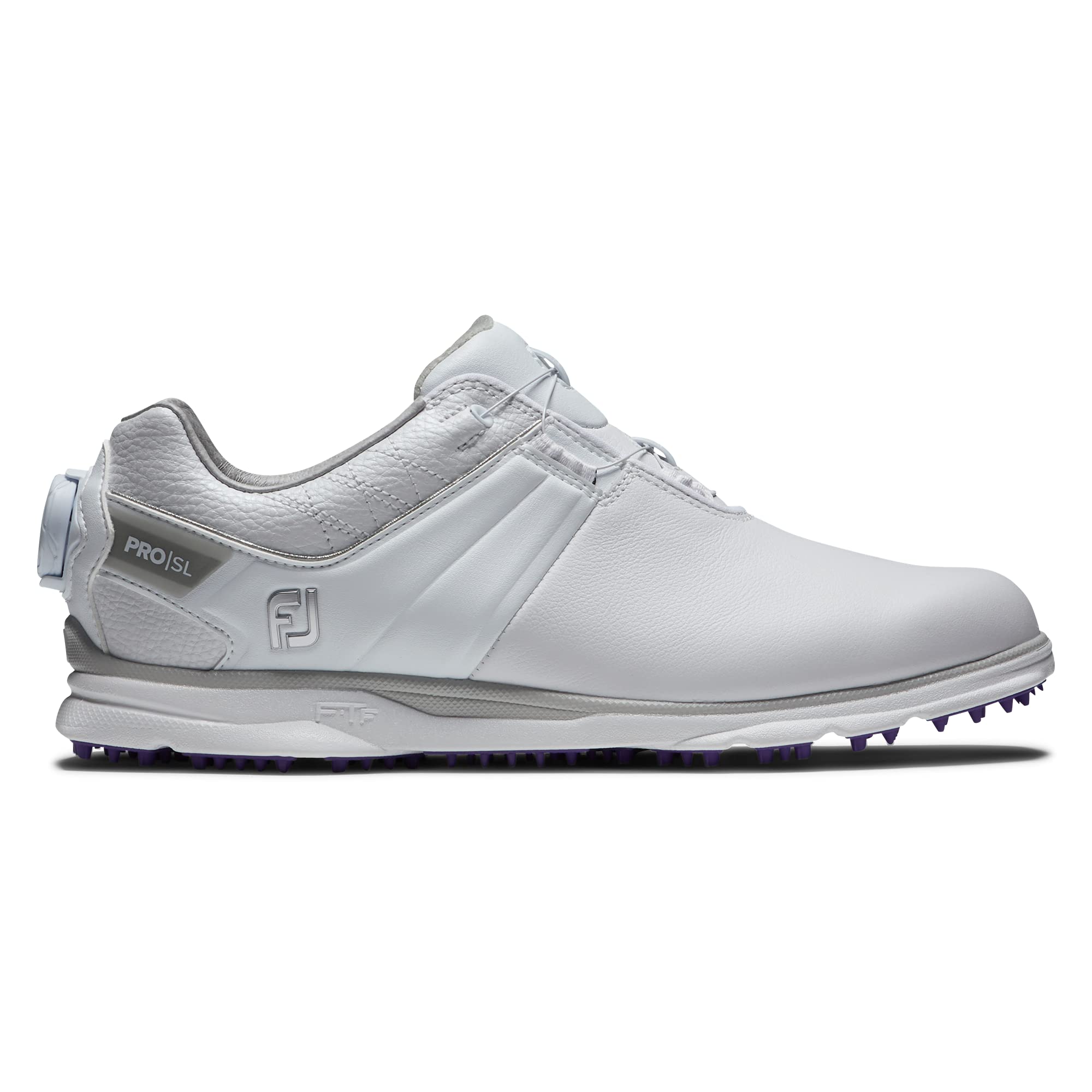 FootJoy Women's Pro|SL Boa Golf Shoe, White/White/Purple, 7