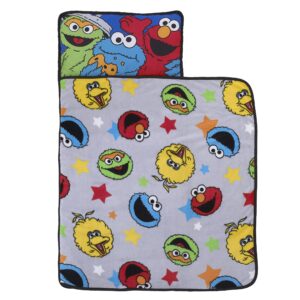 sesame street adventures blue, yellow and red elmo, big bird, oscar the grouch and cookie monster toddler nap mat