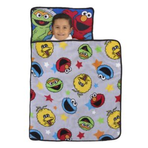 Sesame Street Adventures Blue, Yellow and Red Elmo, Big Bird, Oscar The Grouch and Cookie Monster Toddler Nap Mat