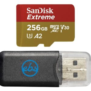 SanDisk Extreme 256GB MicroSD Card for GoPro Works with GoPro Hero 10 Black Camera UHS-1 U3 / V30 A2 4K Class 10 SDSQXA1-256G-GN6MN Bundle with 1 Everything But Stromboli Micro SD Memory Card Reader