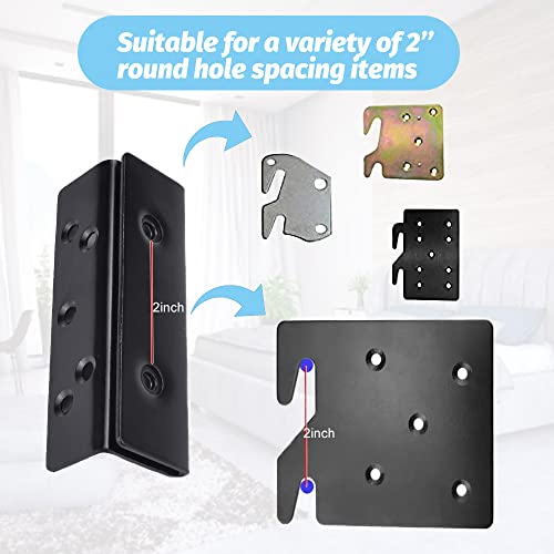 BUZIFU 4 PCS Bed Frame Bed Post Double Hook Slot Bracket Bed Rail Hooks Plates Heavy Duty Bed Post Double Pin Hook Slot Bracket Bed Accessories Bed Frame Attachment Bracket Hardware for Wooden Bed