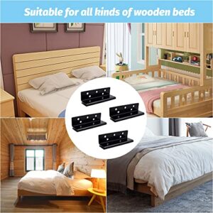 BUZIFU 4 PCS Bed Frame Bed Post Double Hook Slot Bracket Bed Rail Hooks Plates Heavy Duty Bed Post Double Pin Hook Slot Bracket Bed Accessories Bed Frame Attachment Bracket Hardware for Wooden Bed