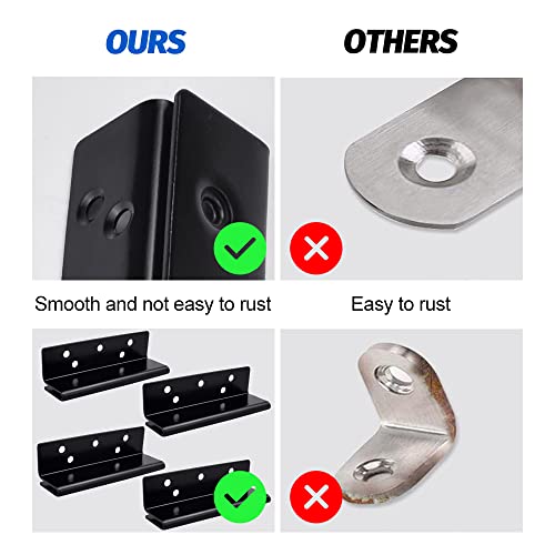 BUZIFU 4 PCS Bed Frame Bed Post Double Hook Slot Bracket Bed Rail Hooks Plates Heavy Duty Bed Post Double Pin Hook Slot Bracket Bed Accessories Bed Frame Attachment Bracket Hardware for Wooden Bed