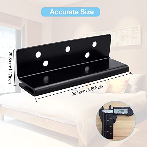 BUZIFU 4 PCS Bed Frame Bed Post Double Hook Slot Bracket Bed Rail Hooks Plates Heavy Duty Bed Post Double Pin Hook Slot Bracket Bed Accessories Bed Frame Attachment Bracket Hardware for Wooden Bed