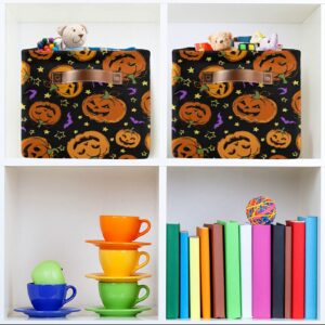 xigua Happy Halloween Scary Pumpkin Foldable Storage Bin, Collapsible Sturdy Fabric Storage Basket Cube W/Handles, Storage Box for Organizing Toys Nursery Shelf Closet Bedroom Office 1PCS