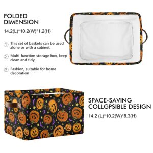 xigua Happy Halloween Scary Pumpkin Foldable Storage Bin, Collapsible Sturdy Fabric Storage Basket Cube W/Handles, Storage Box for Organizing Toys Nursery Shelf Closet Bedroom Office 1PCS