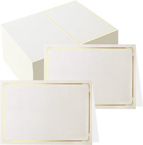 70 pcs place cards blank fillable banquet seat card with gold foil frame, place cards for table setting, escort cards, name cards, wedding place cards for wedding, table, dinner parties, 2.5" x 3.75"