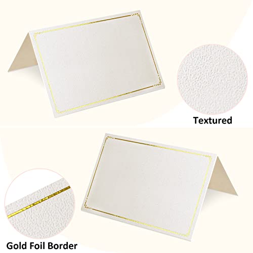 70 Pcs Place Cards Blank Fillable Banquet Seat Card with Gold Foil Frame, Place Cards for Table Setting, Escort Cards, Name Cards, Wedding Place Cards for Wedding, Table, Dinner Parties, 2.5" x 3.75"