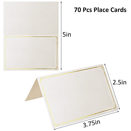 70 Pcs Place Cards Blank Fillable Banquet Seat Card with Gold Foil Frame, Place Cards for Table Setting, Escort Cards, Name Cards, Wedding Place Cards for Wedding, Table, Dinner Parties, 2.5" x 3.75"